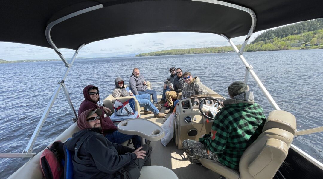 Group on boat on moosehead lake